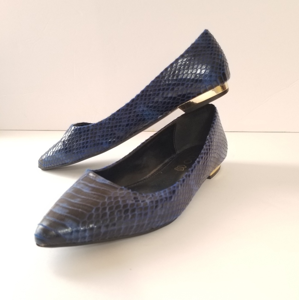Aldo navy faux snake skin  Flats with 1/2 in heel